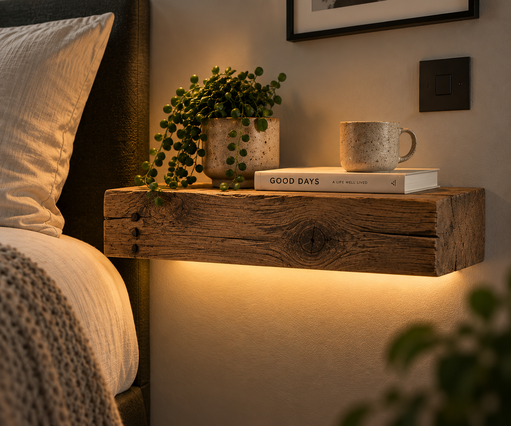 LED Scaffolding Board Bedside Shelf